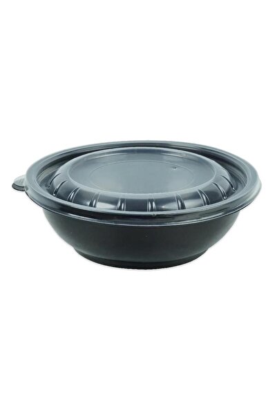 SELANİKLİ FOLYOTERM 750 G. SERVİS VE SALATA KASE SİYAH - KAPAK ŞEFFAF ( 50 KA...