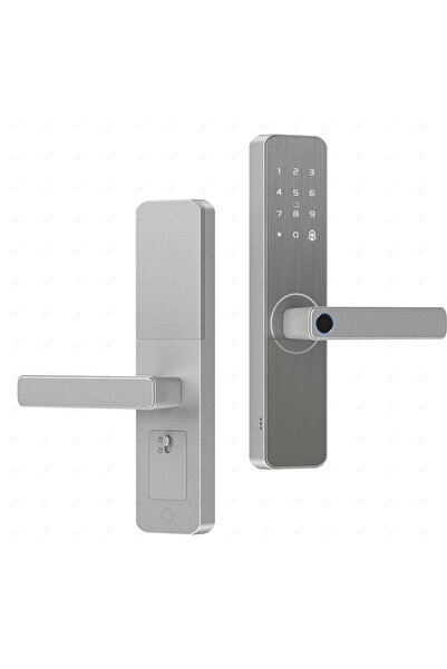 DSKD Silver WiFi Smart Door Lock, supports Tuya APP, fingerprint, password, c...