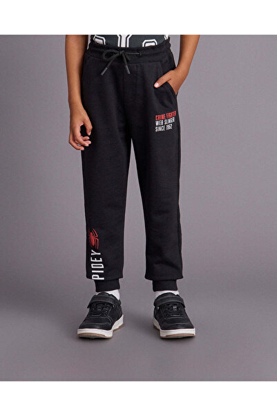 REDTAG Boys Black Printed Track Pants