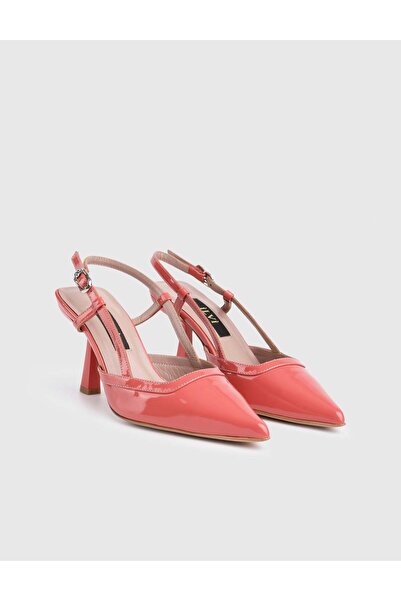 İLVİ Leren Genuine Patent Leather Women's Dusty Rose Heeled Sandals