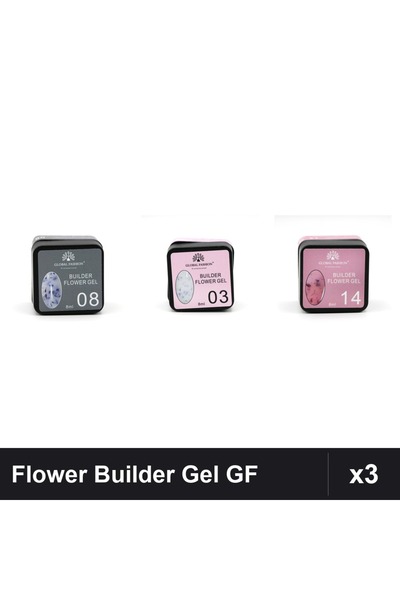 global fashion Set 3 Flower Builder Gel 8ml Nr.08 Nr.03 Nr.14 Constructie Ung...