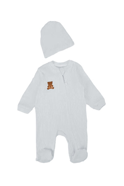 Bebelop Unisex Baby Report Interlock Zippered Hat Bear Booties Jumpsuit
