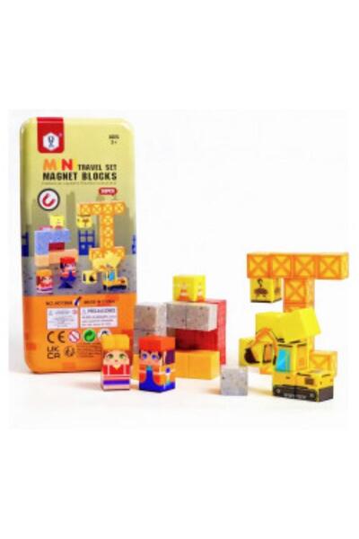 OEM Set Cuburi Magnetice Travel – 38 Piese, Joc De Construcție Portabil, Jucă...
