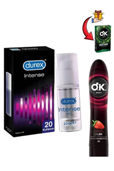 Durex Intense Kadınlara Yoğun Hissiyet Jeli-Çilek Aromalı Jel Set+5'li Prezer...