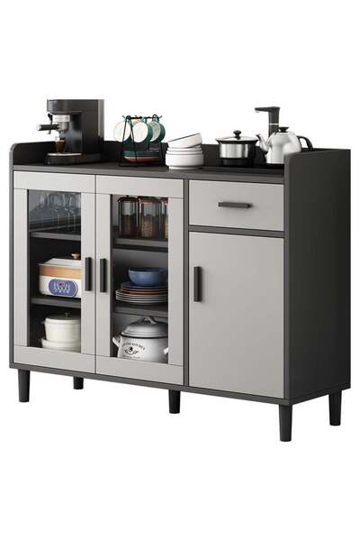 sharpdo Kitchen Pantry Cabinet Freestanding Storage Sideboard Modern Coffee C...