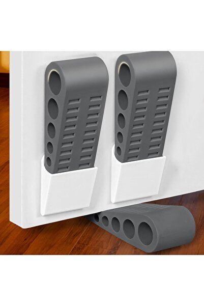 Arabest 3-Pack Dark Grey Rubber Door Stopper Wedge with Holder,Anti-Slip,Wall...