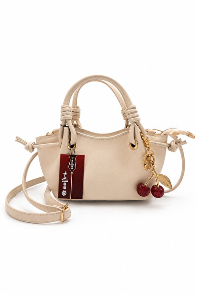 Sellini Cherry Women's Cream Hand and Shoulder Bag with Cherry Charm Accessory