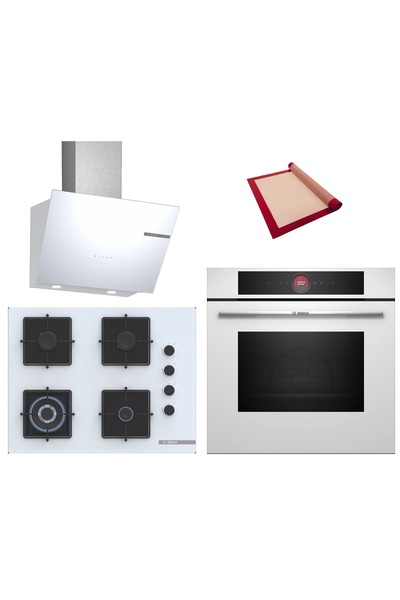 Bosch White Deluxe 3 lü Ankastre Set 620 ( HBG7341W1 - POH7C2P31O - DWK66PJ20...