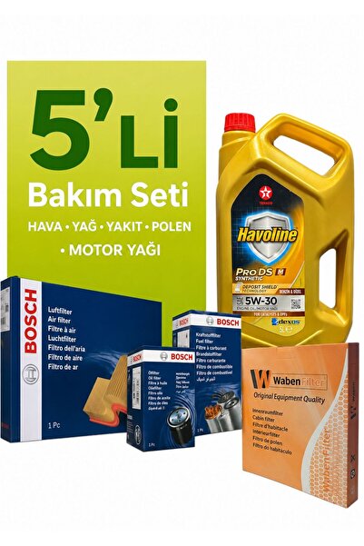 Bosch Hyundai Elantra 1.6 Dizel Filtre Bakım Seti-Texaco 5w30 5LT (2015-2020) 5 Li