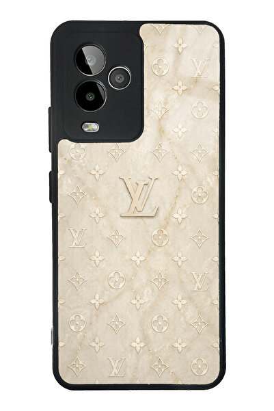 Spoyi Gm 24 Pro Krem Gold LV Tasarımlı Glossy Telefon Kılıfı