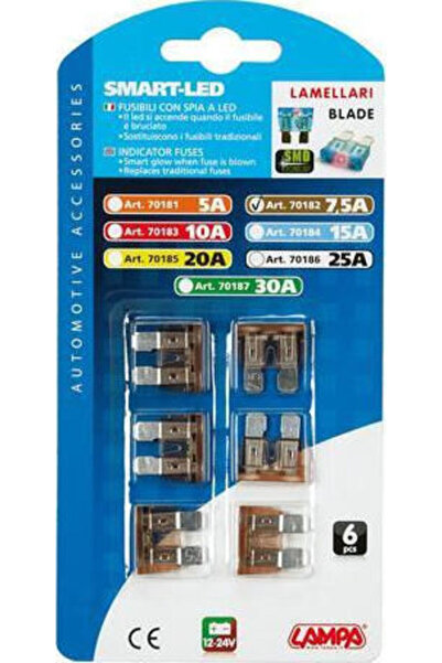 Lampa Έξυπνες ασφάλειες με ένδειξη LED 12/32V 7.5A, Σετ ασφαλειών αυτοκινήτου...