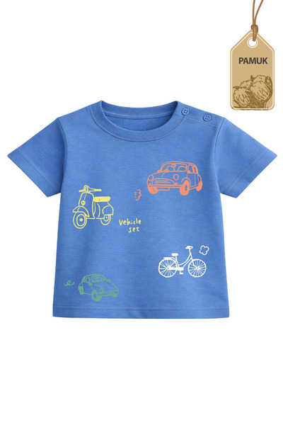 Difa Baby T-Shirt - Vehicles Patterned Baby Girl and Boy Printed Short Sleeve...