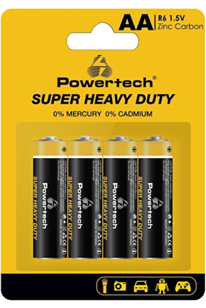 POWERTECH Μπαταρίες Ψευδαργύρου AA 1.5V, Συσκευασία 4 τεμαχίων