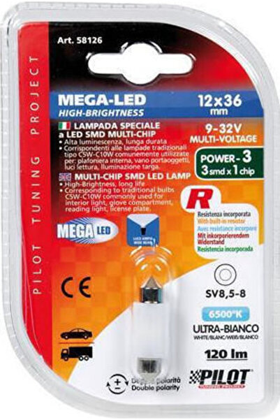 Lampa Λάμπες Αυτοκινήτου Mega-LED Υψηλής Ισχύος 3 C10W / C5W LED 6500K Ψυχρό ...