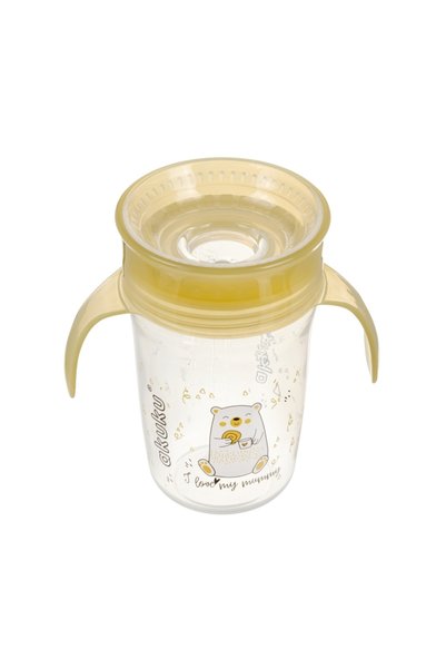 Akuku Εκπαιδευτικό 360 °   Κούπα 240 ml με Χερούλια Κίτρινη