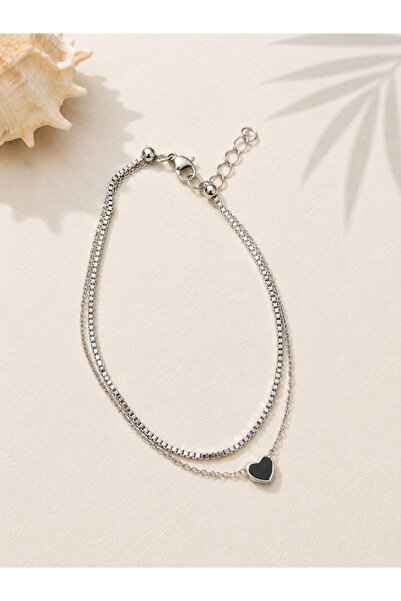 316 L çelik Steel Double Row Heart Chain Anklet