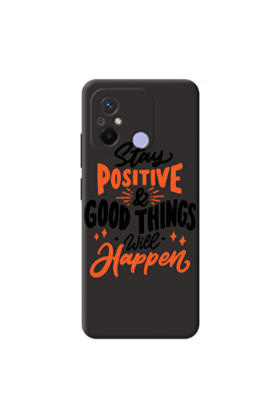 Other Xiaomi Redmi 12C Stay Positive Black Colored Silicone TPU Θήκη