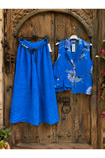 MENSAR OTANTİK 100% linen vest and trousers set, standard size 38/46, fits up...