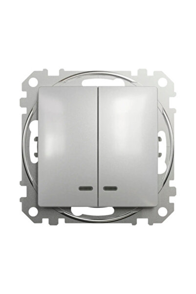 OEM Schneider Sedna Design double switch, with light, aluminum