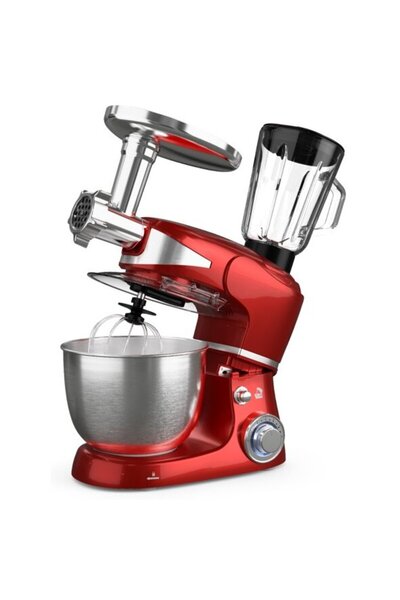 TESLA Mixer Planetar, KR600RA, 1000 W, Bol 5 L, 6 viteze, Rosu/Argintiu