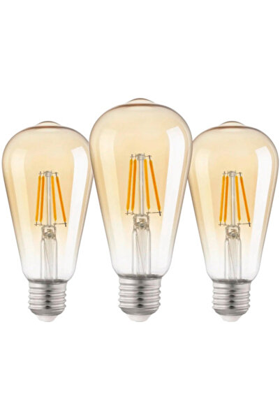 OEM Set 3 becuri vintage LED Eglo E27 4W 400 lumeni, glob pară ST64, lumină c...