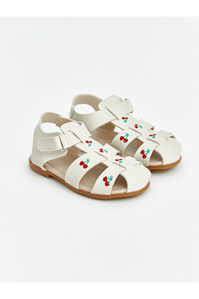 LC Waikiki Bej Kiraz Nakışlı Kız Çocuk Sandalet