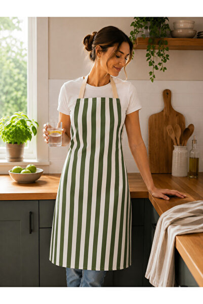 Hulganz Striped Kitchen Apron Water Repellent Stain Resistant Fabric Colorfas...
