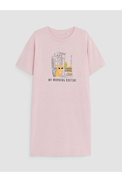 LC Waikiki Özmarka New Season Crew Neck Printed Women's Nightgown