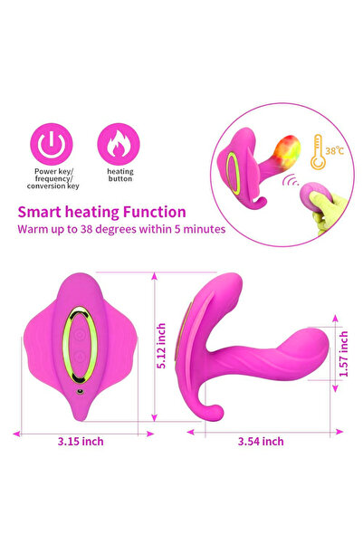 Byzon Premium Isıtmalı Giyilebilir Çift Motorlu Vibratör Uzaktan Kumandalı G-Spot ve Klitoris Uyarıcılı 10 Mod Pembe