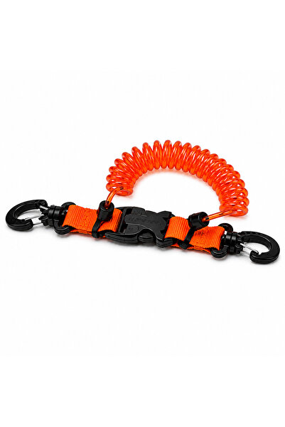 MOLYS Dalış Spiral Kordon (Emniyet İpi) – Karabinalı Aksesusar Askısı – Turuncu