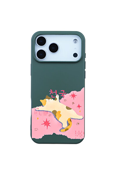 Casen iPhone 17 Pro Max Kaktüs Cat Sleeping Kamera Korumalı Premium Renkli Si...