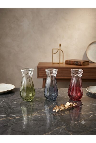 Alegre Glass 3-Piece Luxury Decorative Glass Vase (12.5 cm)