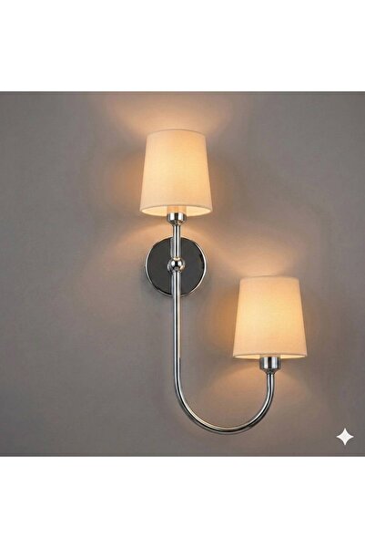 AKDENİZ AYDINLATMA ELEKTRİK MALZEMELERİ Double Headed Wall Sconce Chrome Silv...