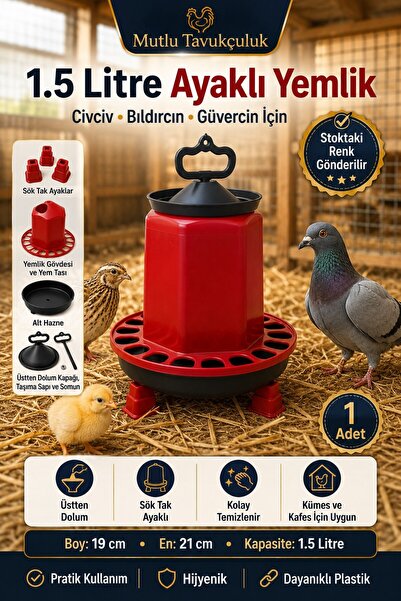 MUTLU TAVUKÇULUK Civciv Başlangıc Yemliği Bıldırcın Güvercin Yemlik 1.5 Litre...