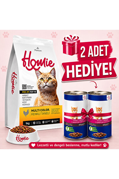 Homie RENKLİ TANELİ KEDİ MAMASI 15KG