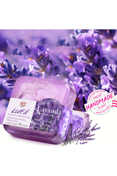 AnnesPods Set x 5 Sapunuri LUFA cu lavanda, facut manual, 100gr.
