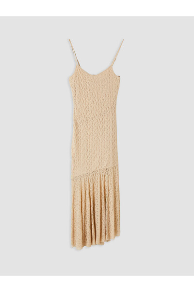 LC Waikiki Ozmarka New Season Asymmetrical Cut Women's U-Neck Lace Dress