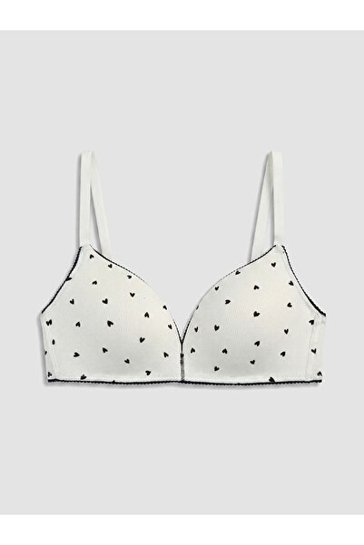 LC Waikiki Lcw Dream Ecru Non-Padded Heart Patterned Triangle Bra
