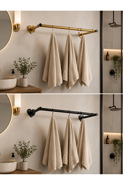 arvion home Modern Siyah 50 cm Duvara Monte Metal Havluluk Banyo Düzenleyici ...