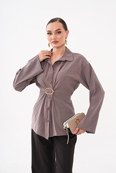 Mega Life Modal Woven Shirt with Back Belt Fastening and Front Buckle Detail