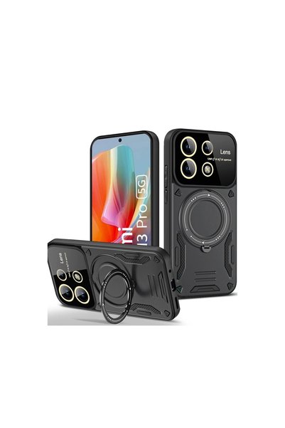 ArkhenX Xiaomi Redmi Note 13 Pro 5g Case Joy Lens Cover with Stand - Black