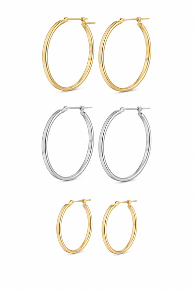 Charmist Steel Set of 3 Hoop Earrings