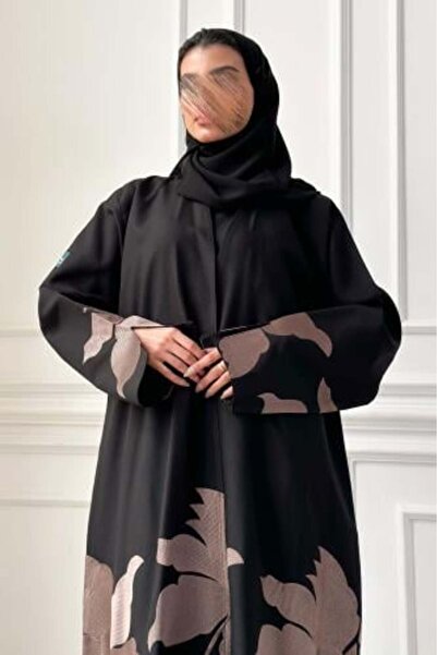 Lavin Crepe Abaya with Brown Embroidery