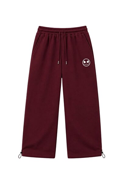 zaee Skull Smile Embroidered Adjustable Leg Premium Baggy Sweatpants