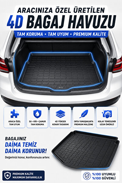 FORD FOCUS 4 HB (T.KİTLİ) 2023 MODEL UYUMLU ARACA ÖZEL KESİM 4D BAGAJ HAVUZU TAM KORUMA