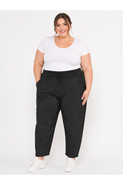 Trendline Trendy Women's Oversized Plus Size Polka Dot Pants with Elastic Waist