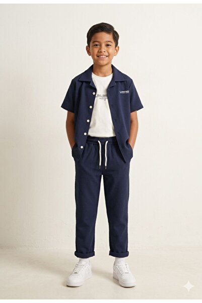SÜSLÜ KİDS Boys' 3-Piece Summer Short-Sleeved Shirt/T-Shirt/Pants Stylish Set