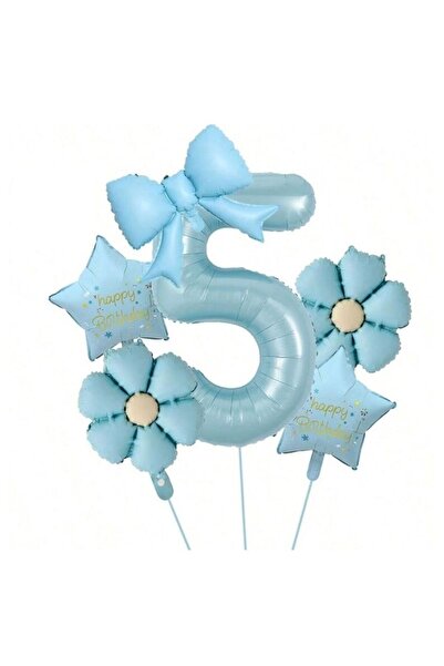 ÇITIPITISTORE Blue Daisy Number Bow Star Birthday Party Age Set