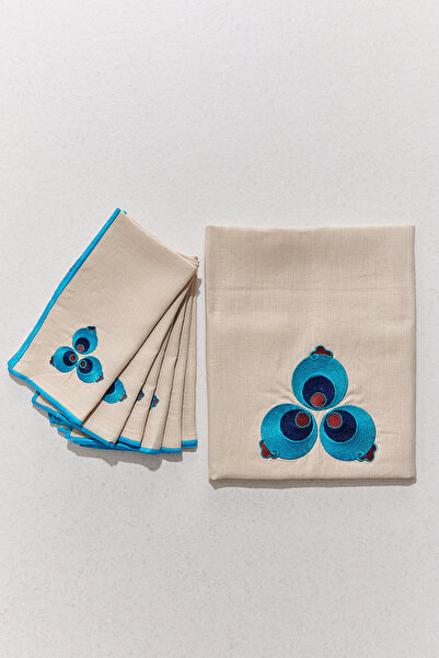 Paşabahçe Çintemani Embroidered Runner 6-Piece Napkin Set, Decorative Artific...
