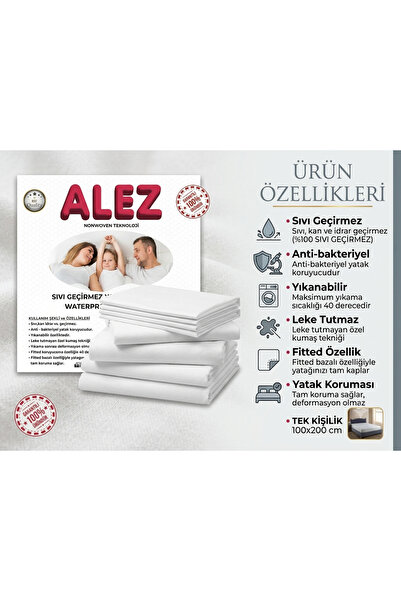 Generic Brand Alez Tek Ki̇şi̇li̇k 100 X 200 cm + 30 cm Base Liquidproof Mattr...